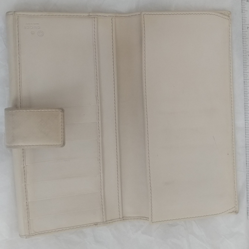 Long Rare Large Silver Button Snap Gucci Wallet - image 3